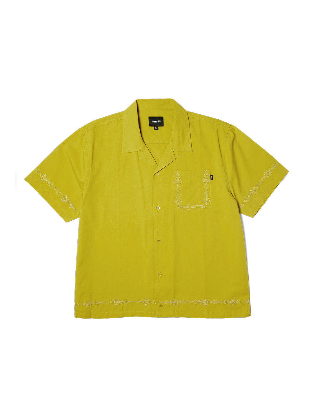 Pinstripe Embroidered Resort Shirt Avocado