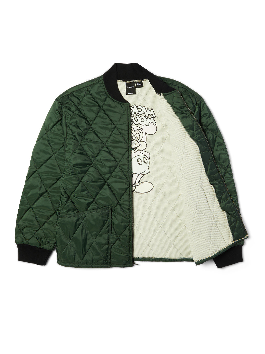 Huf X Mickey Quilted Work Jacket Dark Green