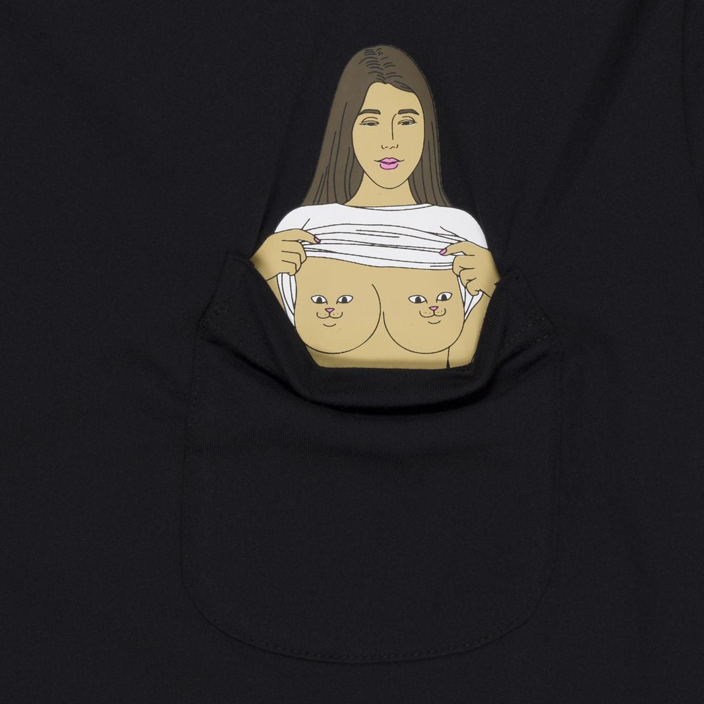 RIPNDIP FLASHING KITTYS POCKET TEE BLACK