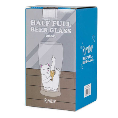 RIPNDIP HALF FULL BEER GLASS TRANSPARENT