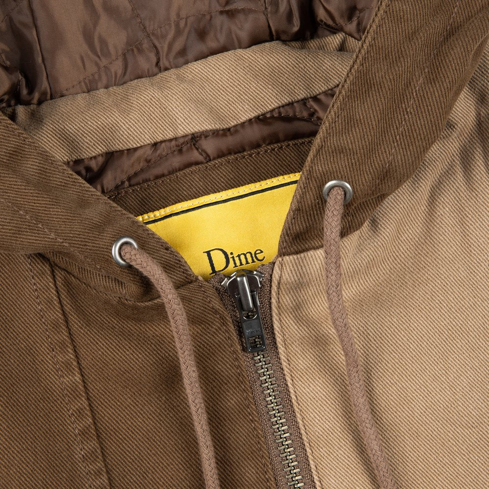 DIME PANEL DENIM HOODED BOMBER BROWN