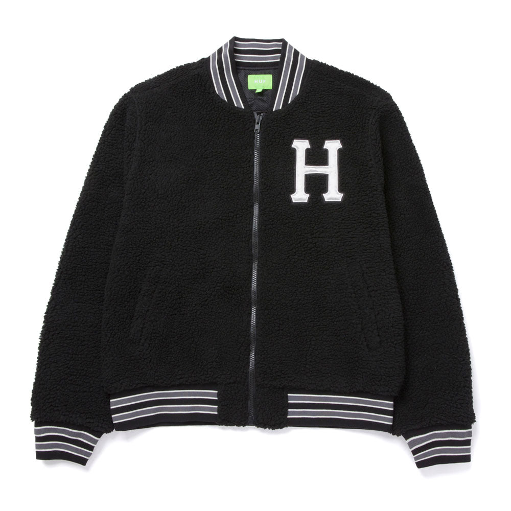 HUF SHERPA VARSITY JACKET BLACK