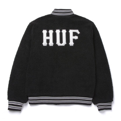 HUF SHERPA VARSITY JACKET BLACK