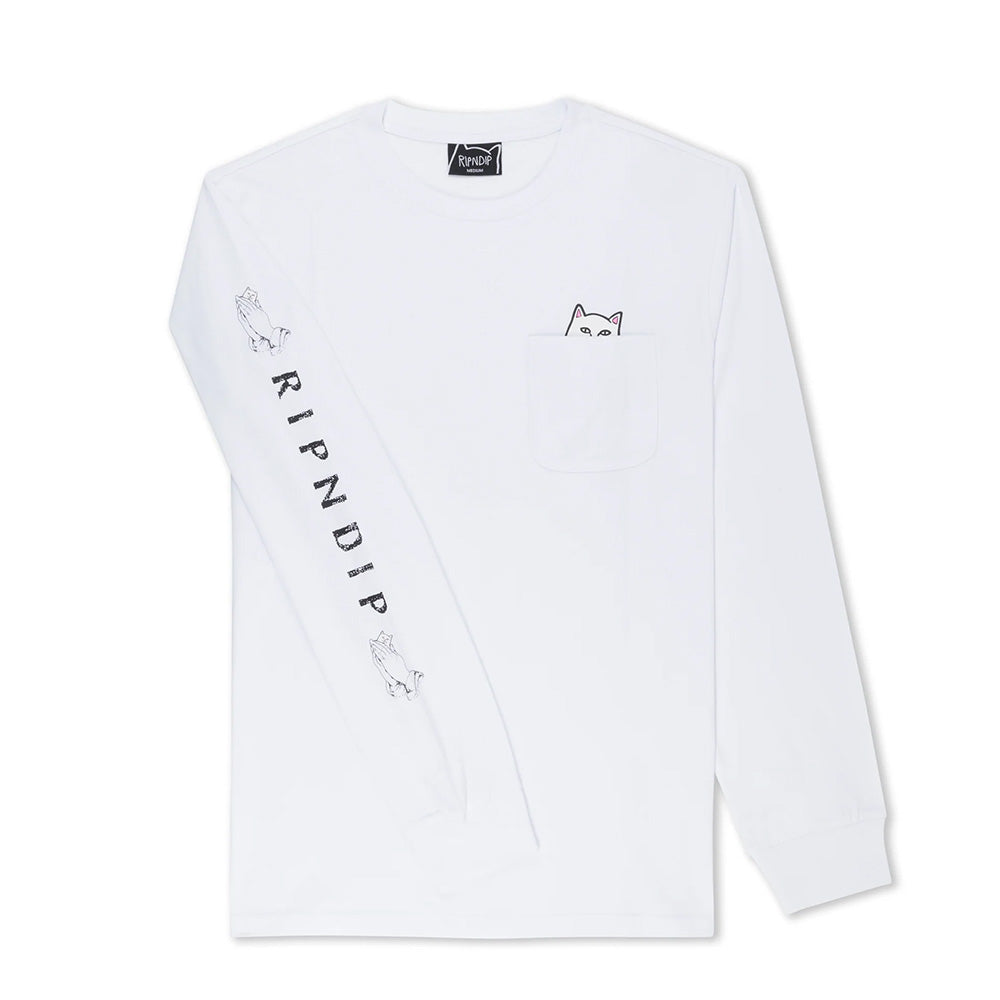 RIPNDIP LORD NERMAL POCKET LS TEE WHITE