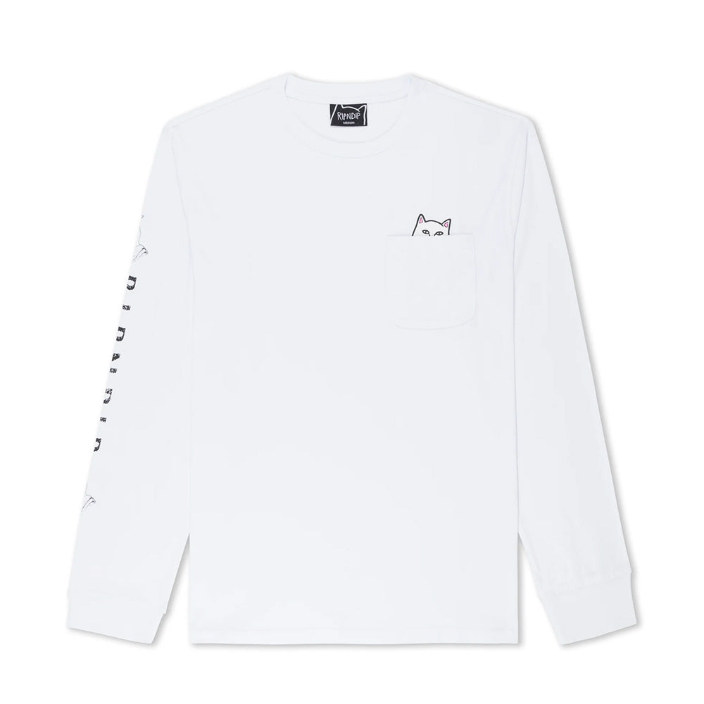 RIPNDIP LORD NERMAL POCKET LS TEE WHITE