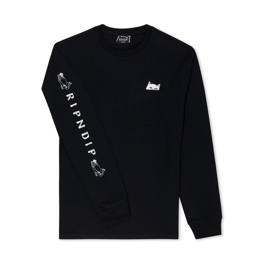 RIPNDIP LORD NERMAL POCKET LS TEE BLACK