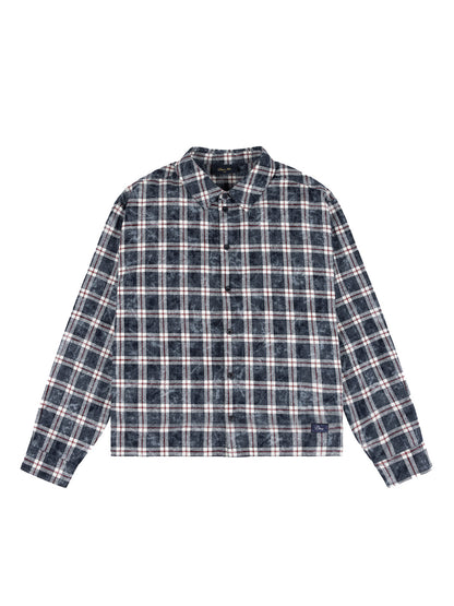 Plaid Flannel Shirt Navy Blue
