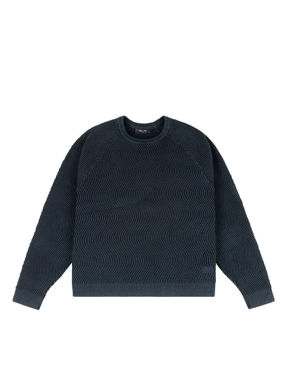 Wave Knit Sweater Navy Blue