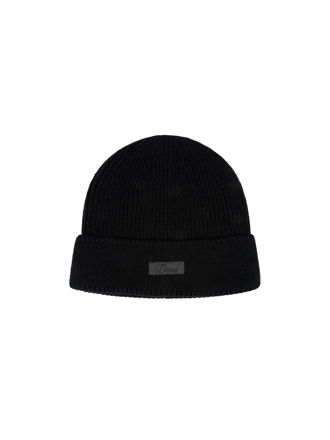 Cursive Rib Beanie Black