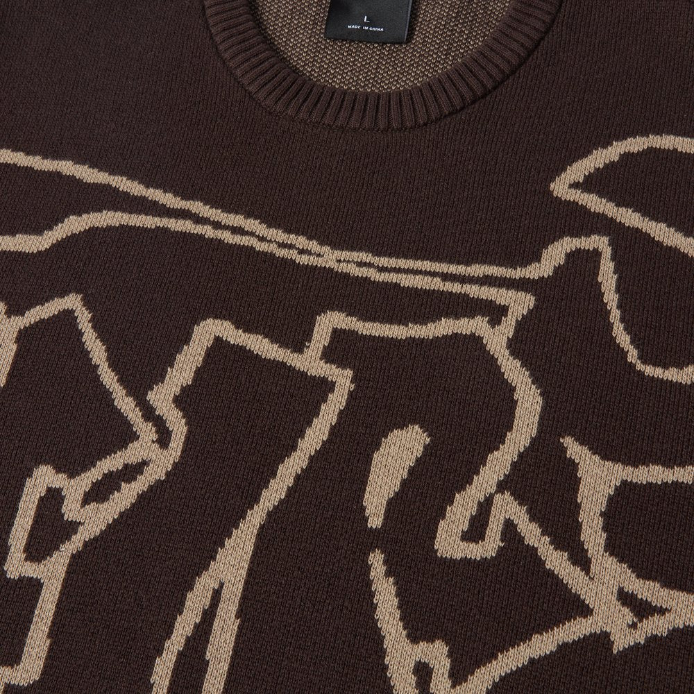 HUF OUTLINES CREWNECK SWEATER BROWN