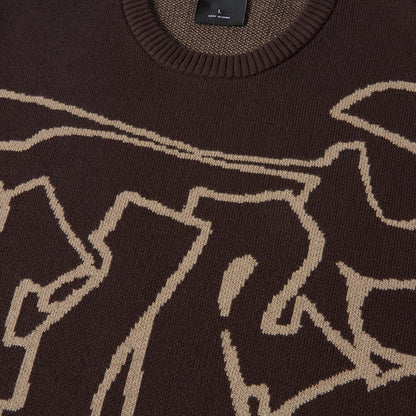 HUF OUTLINES CREWNECK SWEATER BROWN