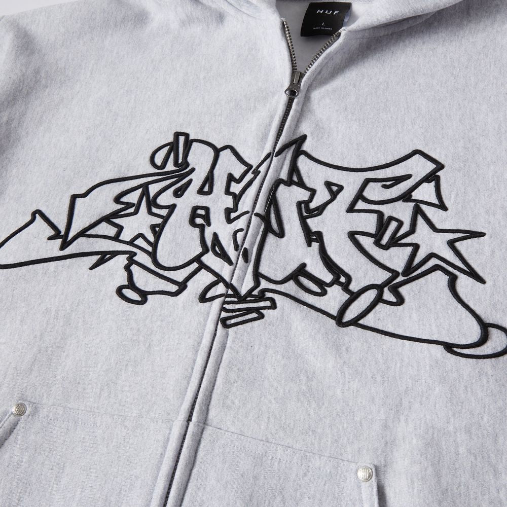 HUF OUTLINES HW FULL ZIP FLEECE GREY