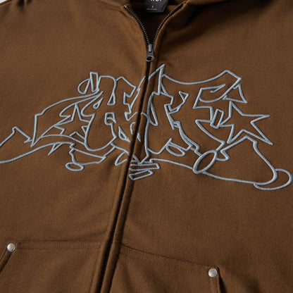 HUF OUTLINES HW FULL ZIP FLEECE BROWN