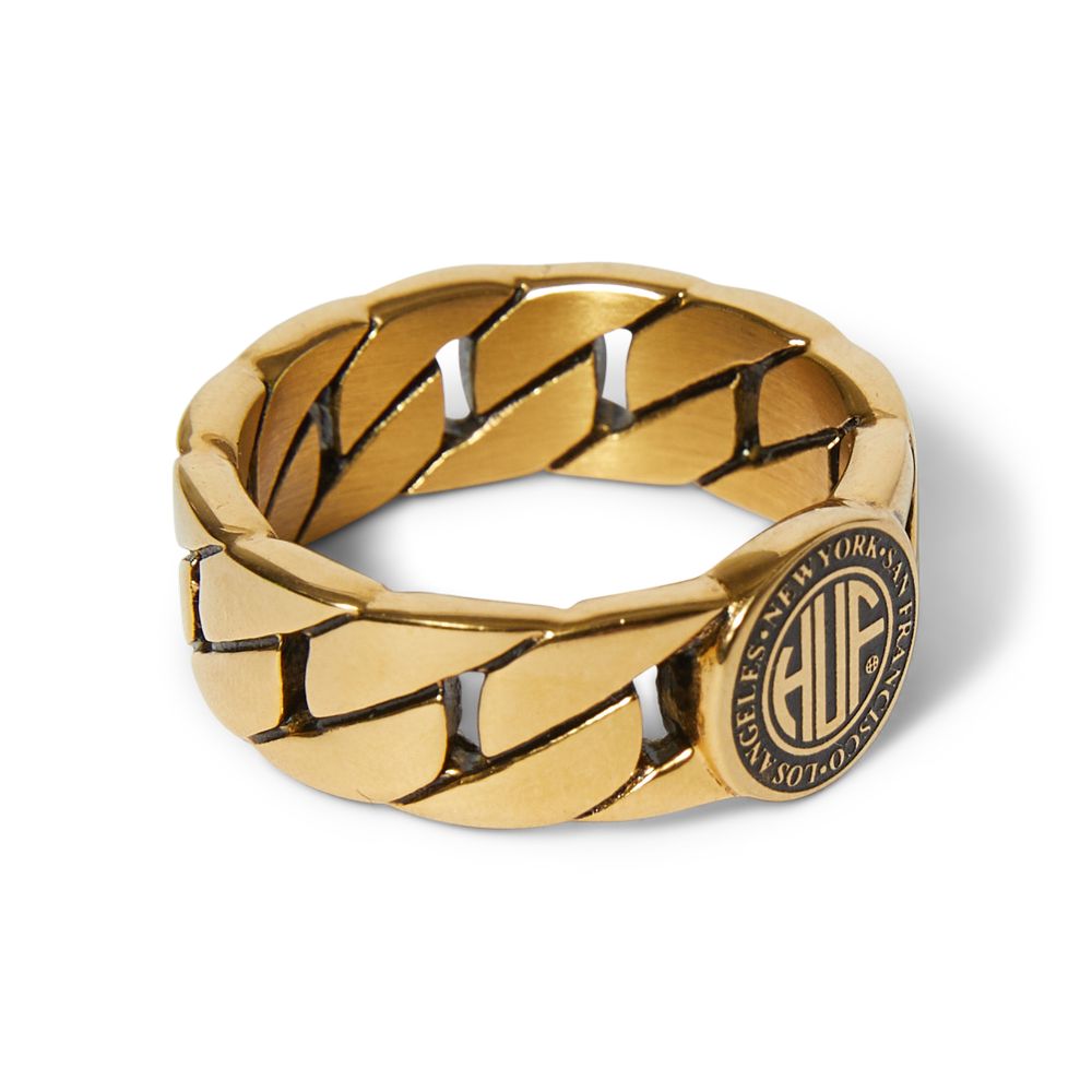 HUF REGIONAL CUBAN LINK RING GOLD