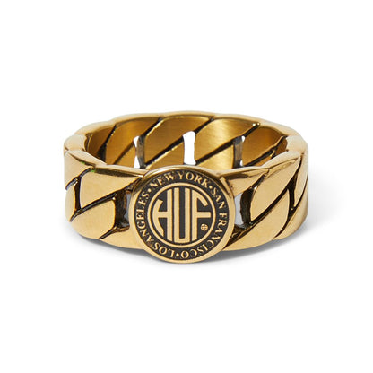 HUF REGIONAL CUBAN LINK RING GOLD