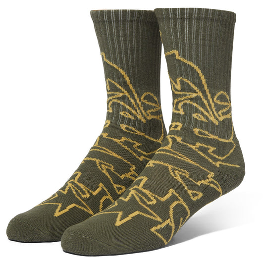 HUF OUTLINES CREW SOCKS OLIVE