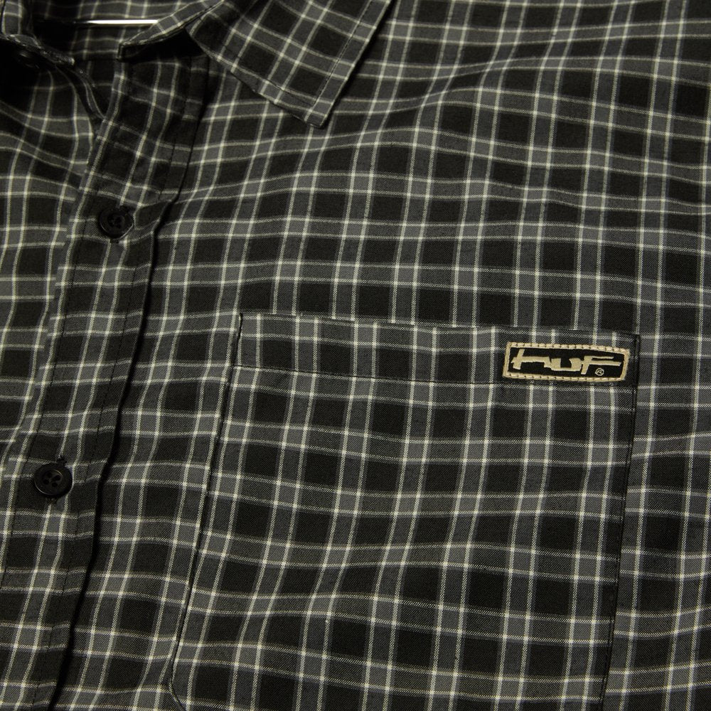 HUF STRETCH MICRO PLAID SHIRT BLACK