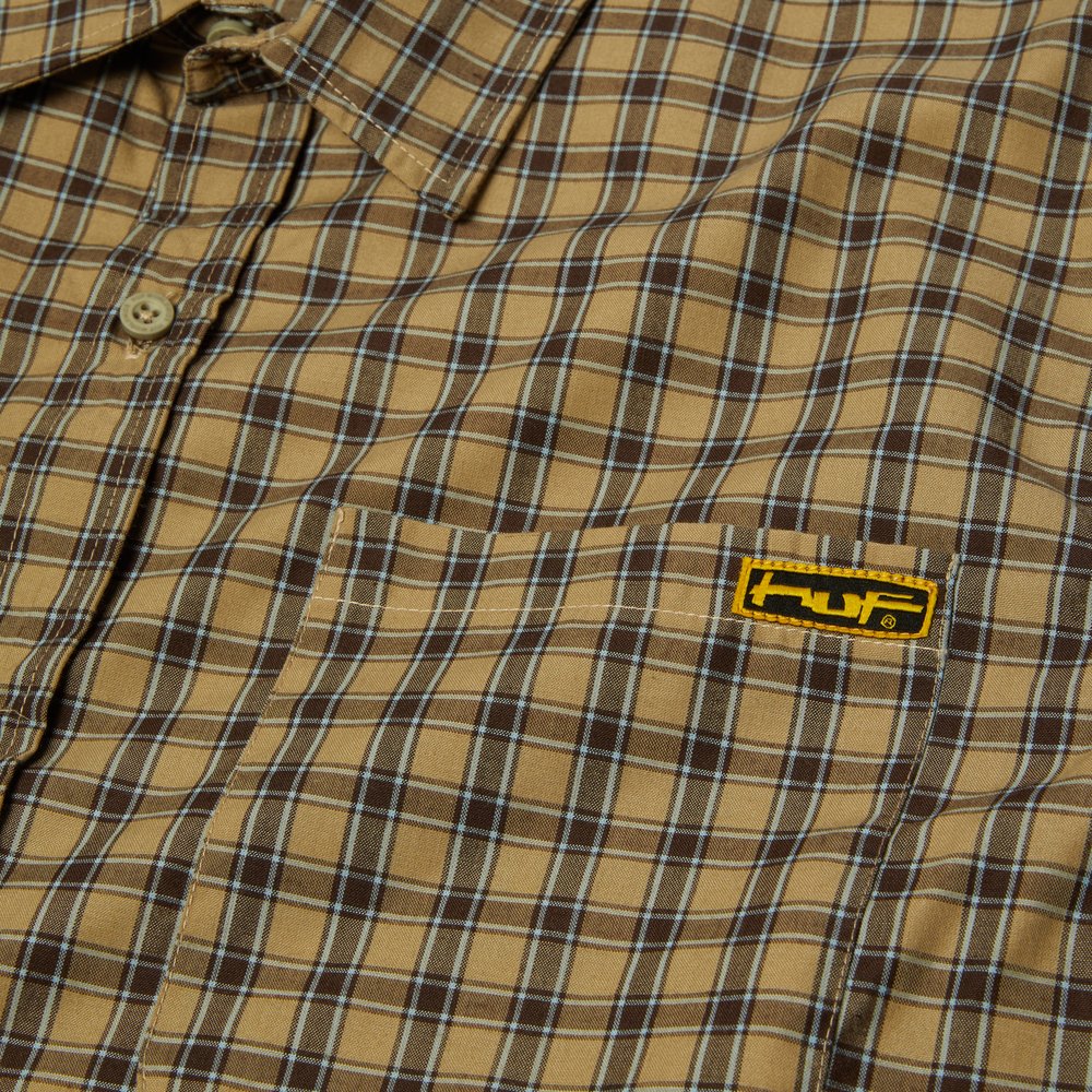 HUF STRETCH MICRO PLAID SHIRT KHAKI