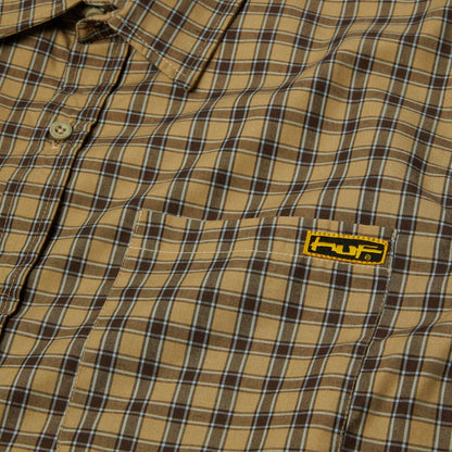 HUF STRETCH MICRO PLAID SHIRT KHAKI