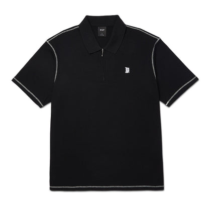 HUF WAFFLE KNIT CONTRAST POLO BLACK