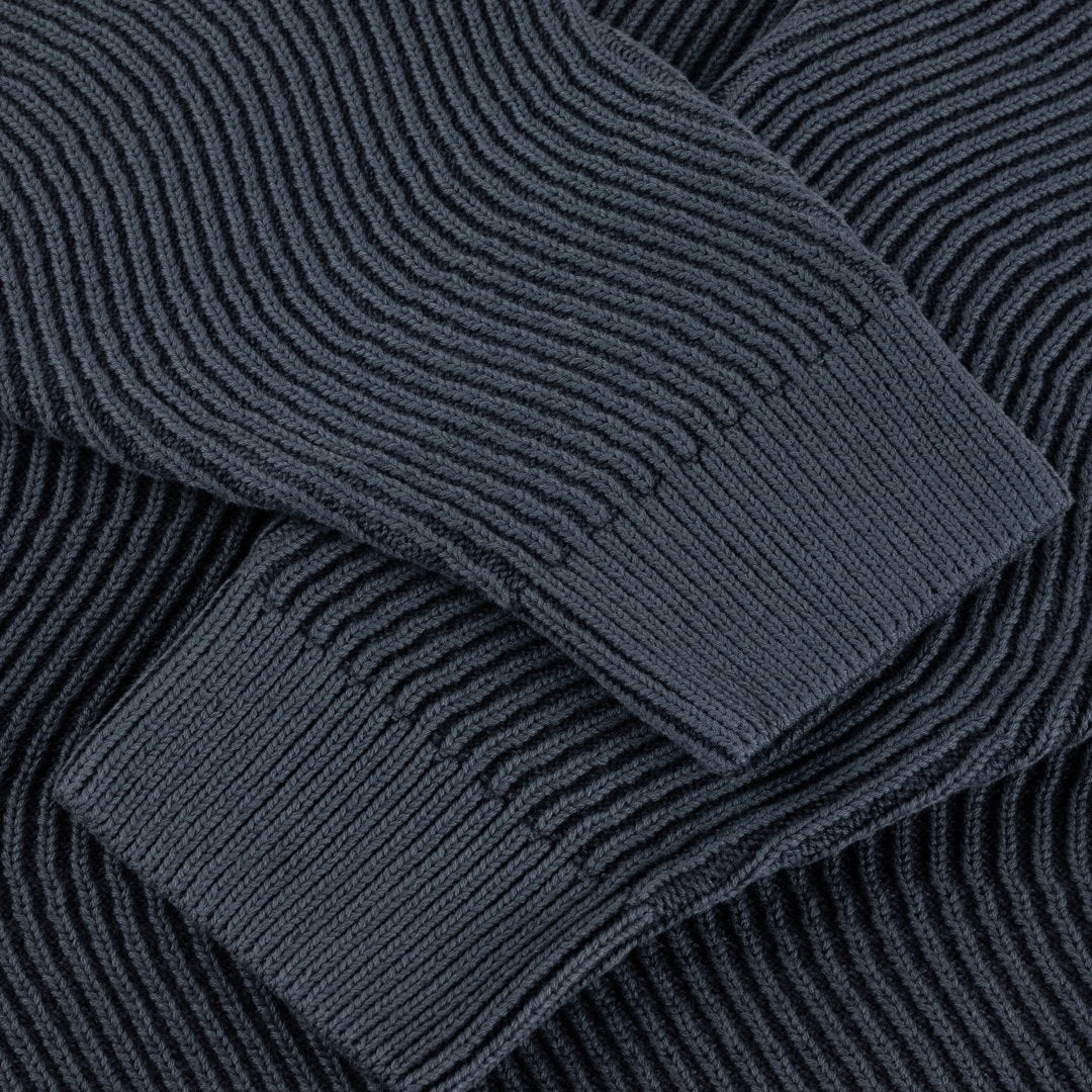 Wave Knit Sweater Navy Blue