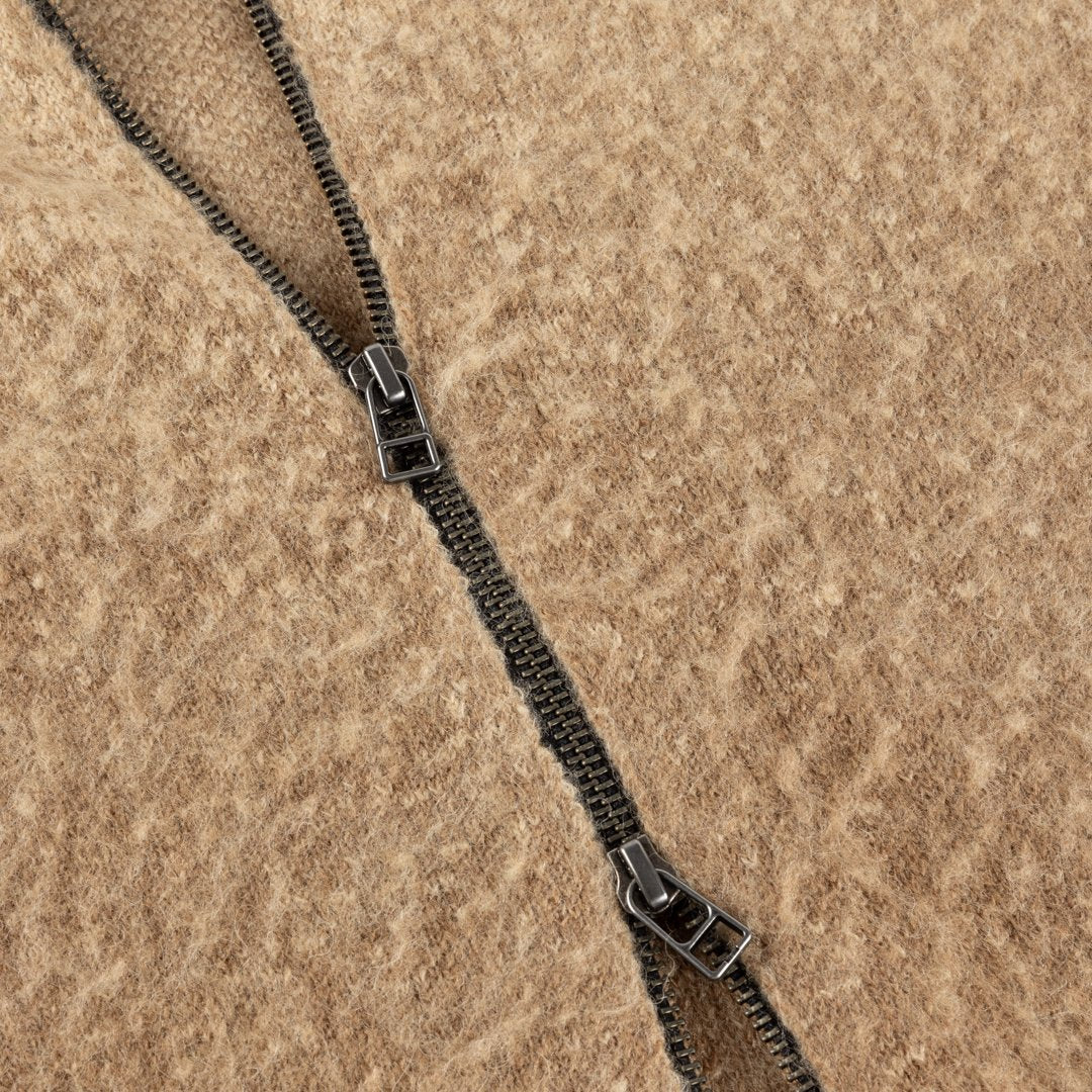 Mohair Double Zip Knit Caramel