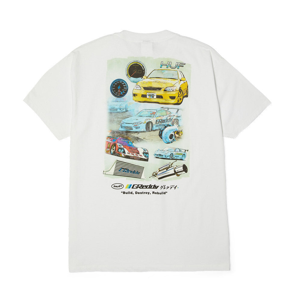 HUF X GREDDY PARTS TEE WHITE