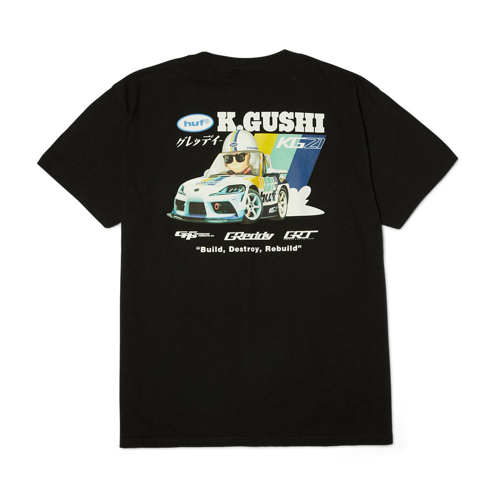 HUF X GREDDY GUSHI TEE BLACK