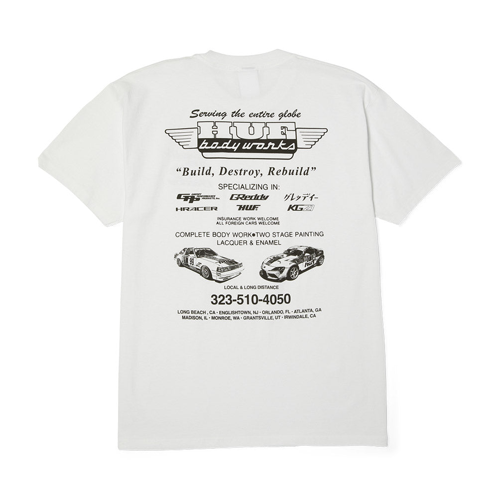 HUF X GREDDY BODY WORKS TEE WHITE