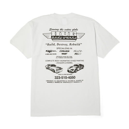 HUF X GREDDY BODY WORKS TEE WHITE