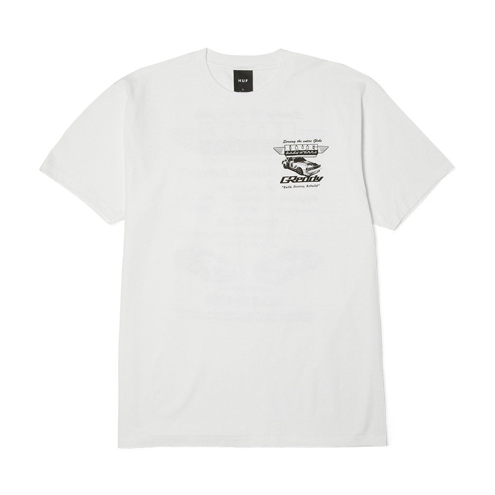 HUF X GREDDY BODY WORKS TEE WHITE