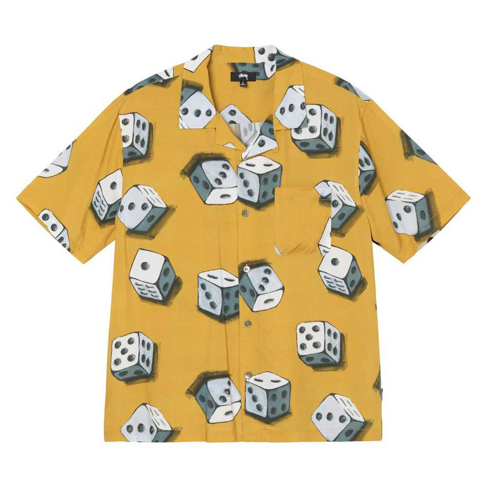 STUSSY DICE PATTERN SHIRT MUSTARD