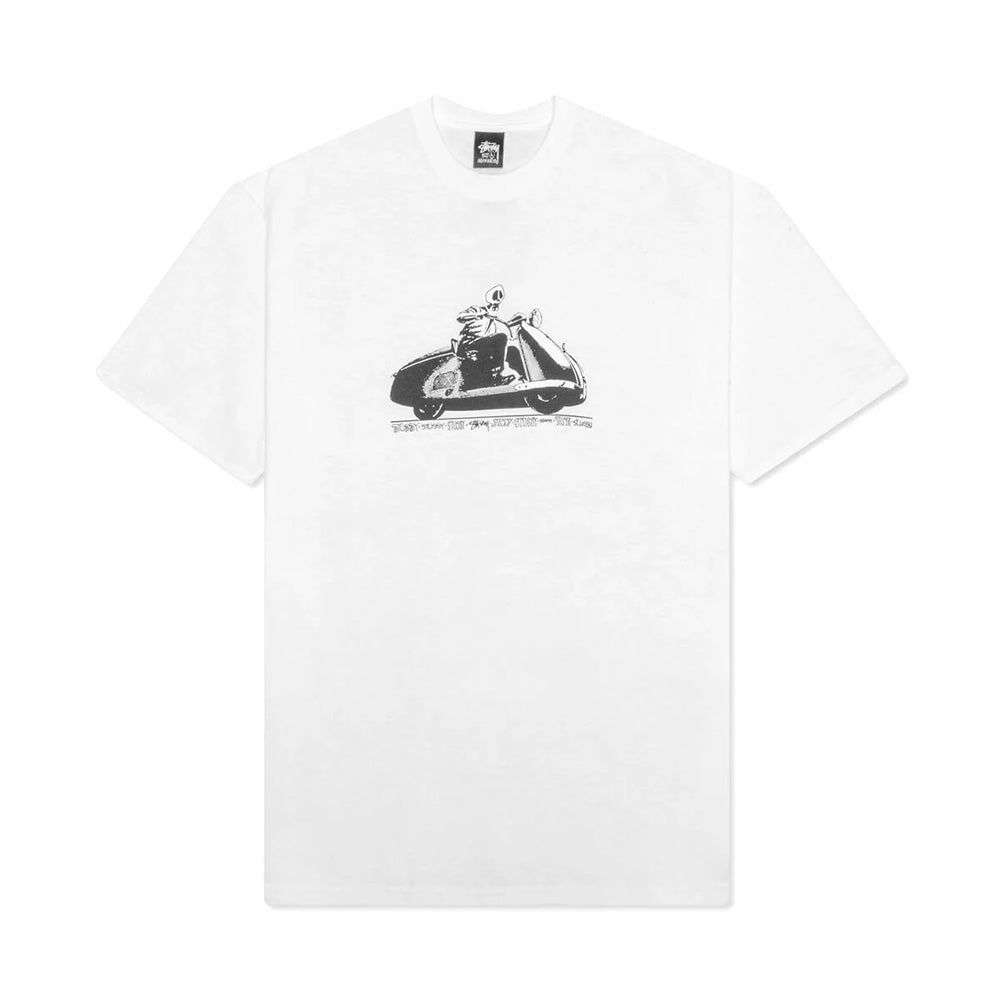 STUSSY SKULL SCOOTER TEE WHITE