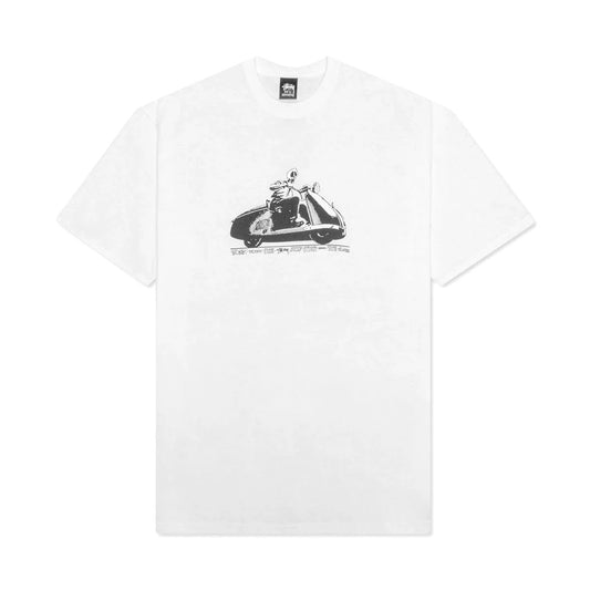 STUSSY SKULL SCOOTER TEE WHITE