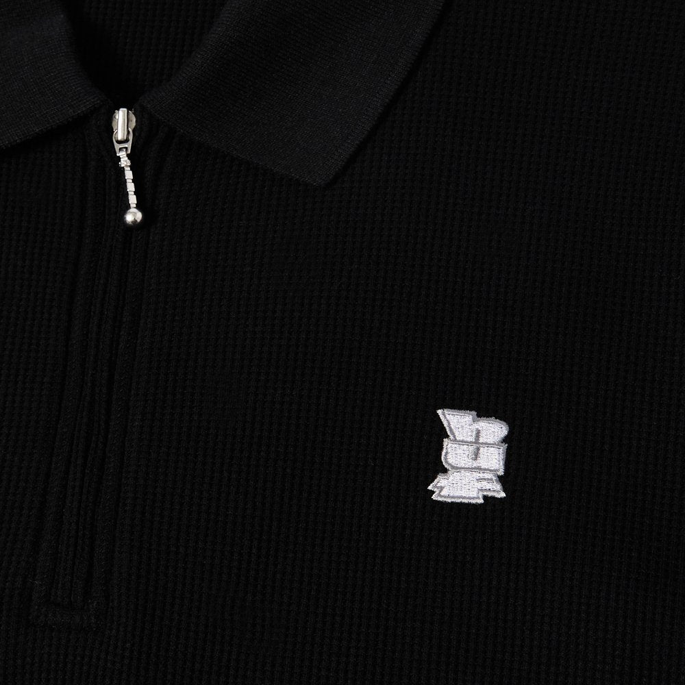HUF WAFFLE KNIT CONTRAST POLO BLACK