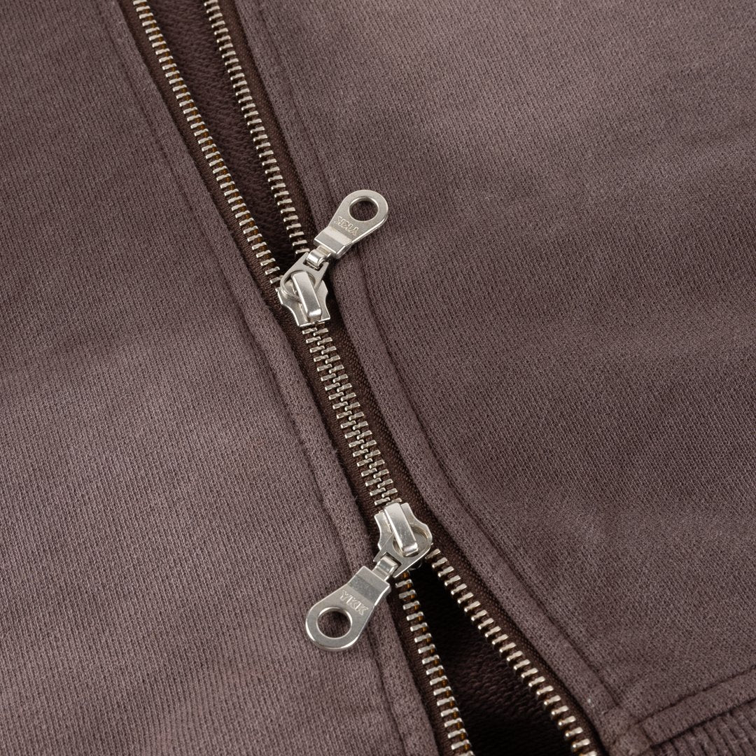 Cropped Zip Hoodie Brown