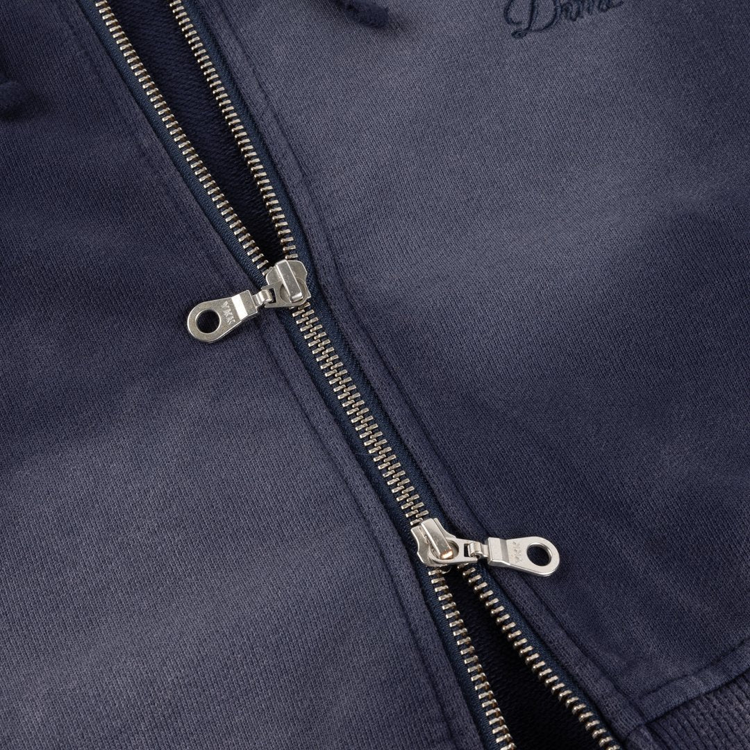 Cropped Zip Hoodie Navy Blue