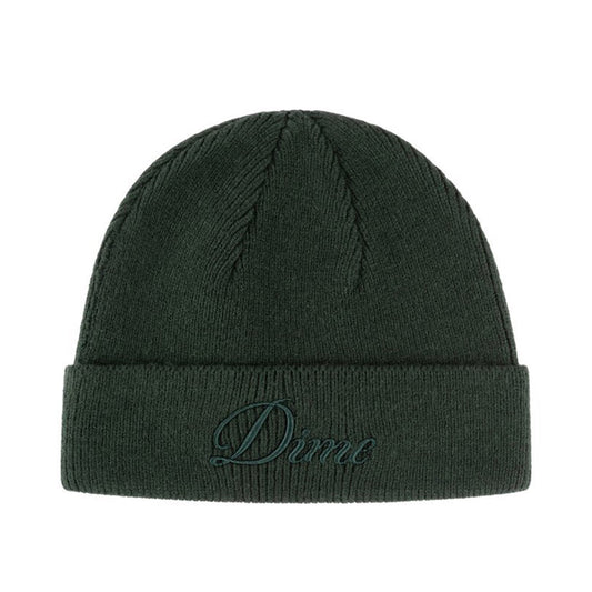 DIME CURSIVE WOOL FOLD BEANIE DARK GREEN