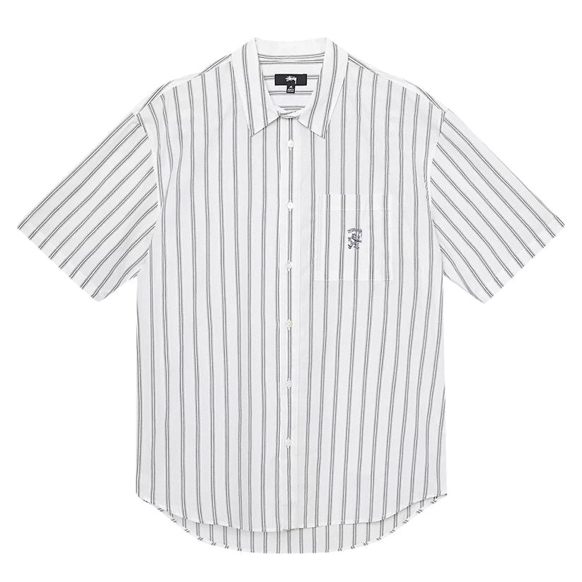 STUSSY BOXY STRIPED SHIRT CREAM