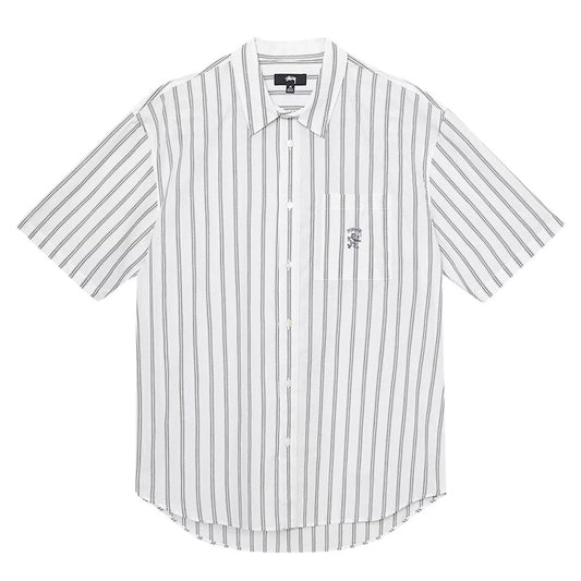 STUSSY BOXY STRIPED SHIRT CREAM