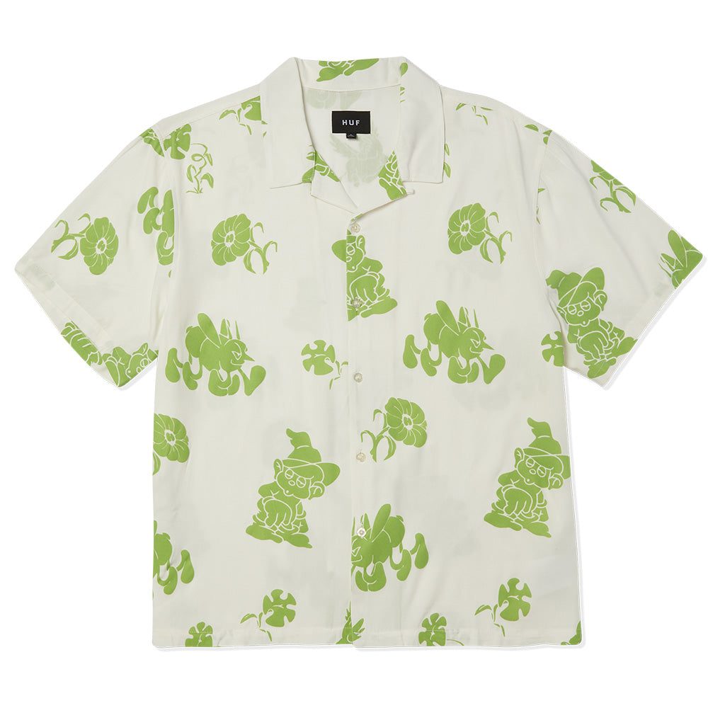 HUF TRIP FLOCKED RESORT SHIRT WHITE