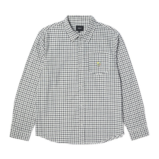 HUF ECHO OXFORD PLAID SHIRT WHITE