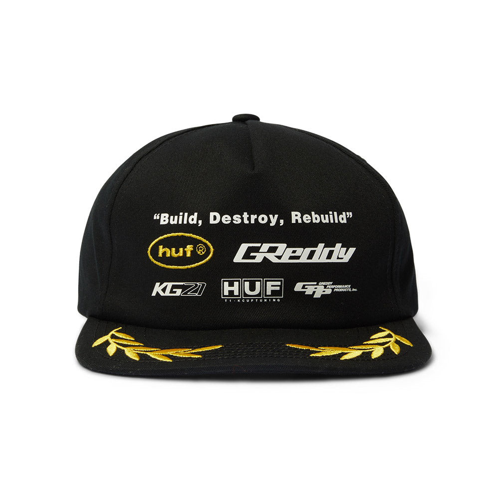 HUF X GREDDY TEAM SNAPBACK BLACK