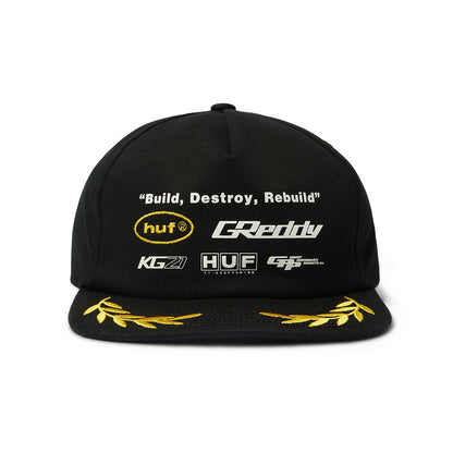 HUF X GREDDY TEAM SNAPBACK BLACK