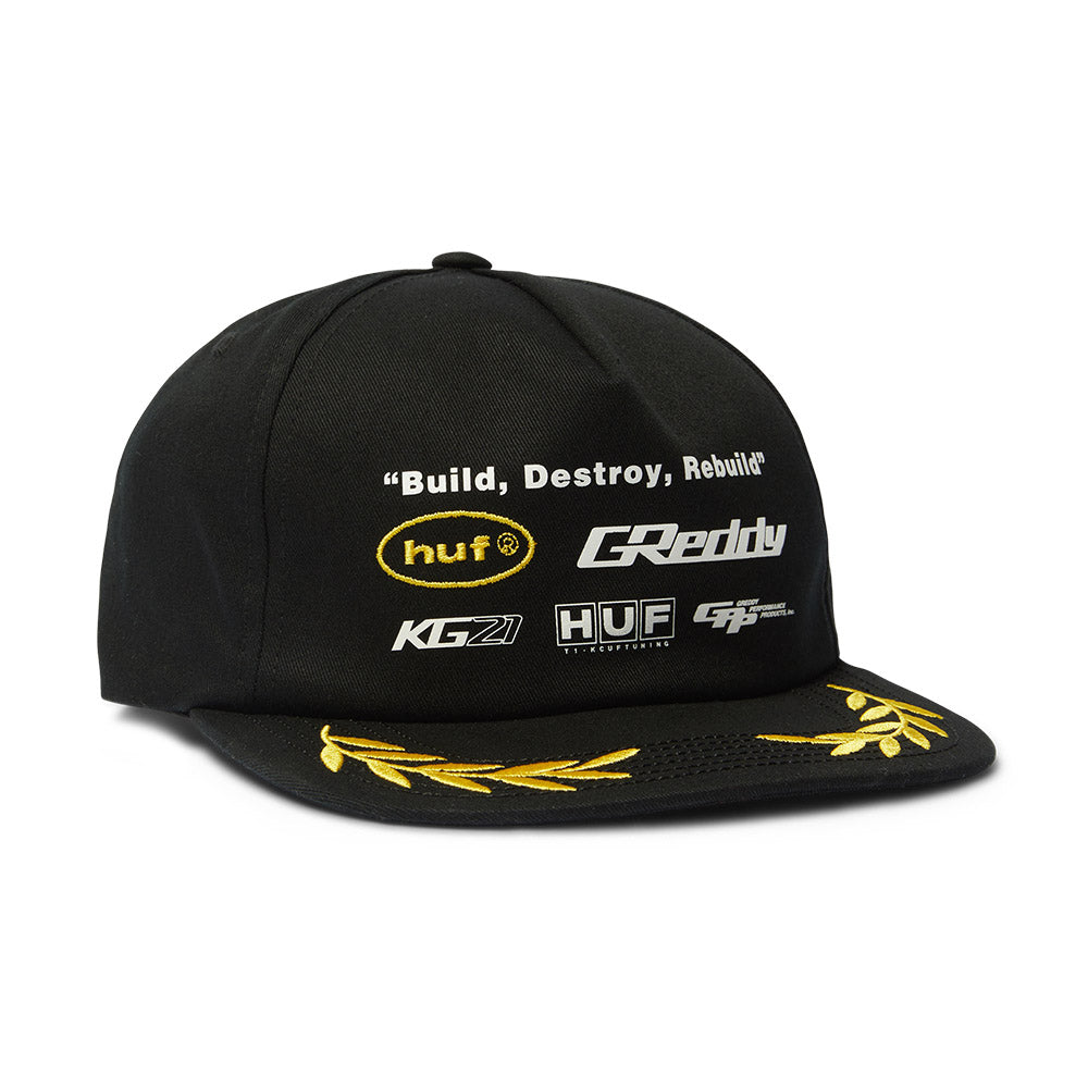 HUF X GREDDY TEAM SNAPBACK BLACK