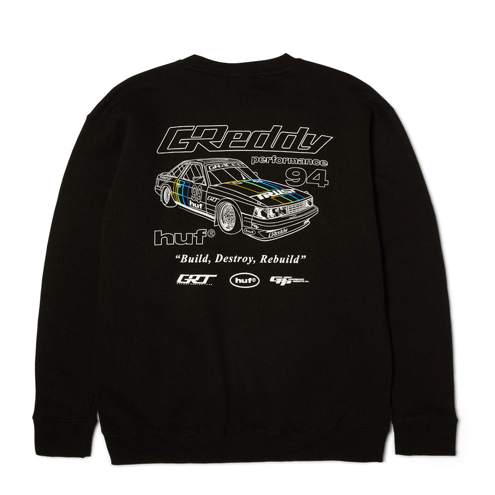 HUF X GREDDY RETRO CREWNECK BLACK