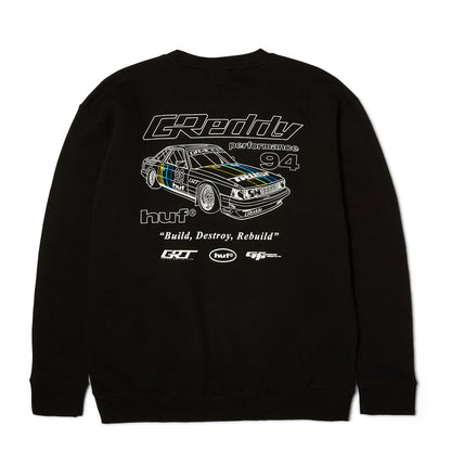 HUF X GREDDY RETRO CREWNECK BLACK