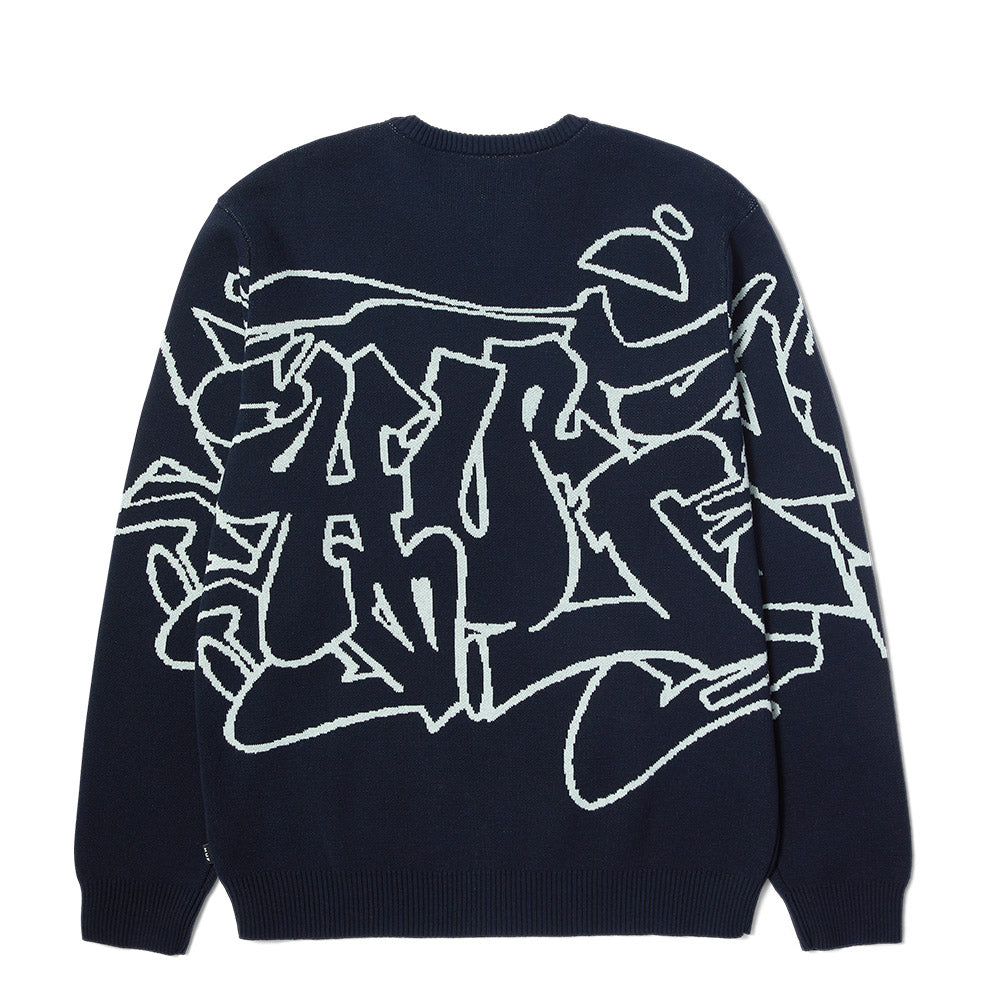 HUF OUTLINES CREWNECK SWEATER NAVY