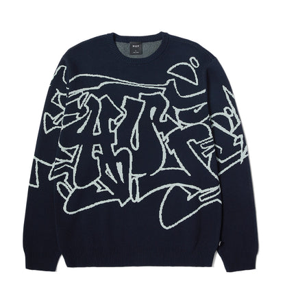 HUF OUTLINES CREWNECK SWEATER NAVY