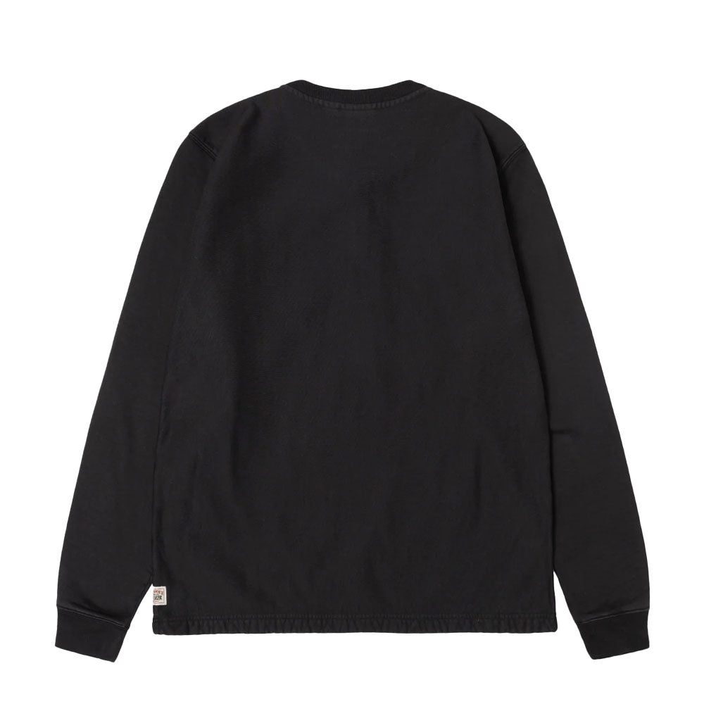 Open Hem Henley Fleece Black